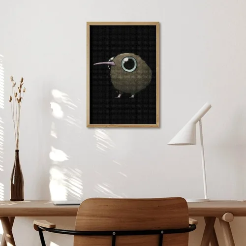 Vista 5 de Kit de pintura de diamante con diseño de pájaro kiwi gordo lindo y cuadrado completo, manualidades para decoración de pared del hogar
