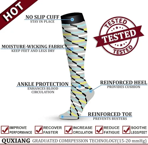 Vista 4 de QUXIANG Calcetines de compresión de cobre para mujer y hombre (8 pares) Lo mejor para correr atletismo ciclismo 15-20 mmHg, Cobre