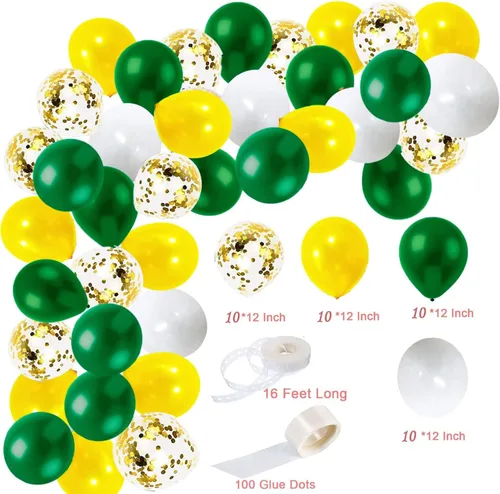 Vista 9 de Decoraciones de fiesta de graduación verde y amarillo 2026/decoraciones de graduación verde amarillo clase de 2026/globos verdes amarillos/ globo