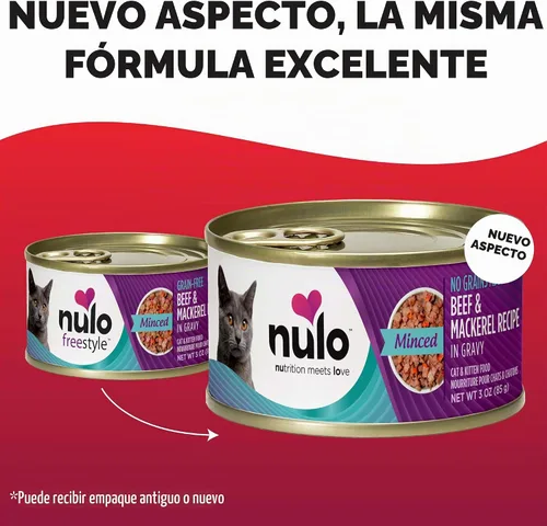 Vista 2 de Nulo - Comida húmeda enlatada para gatos, picada, carne de res y caballa