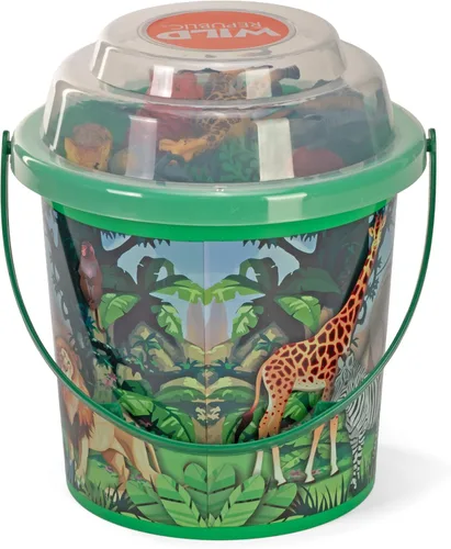 Vista 4 de Wild Republic Animal Toys - Cubo grande, elefante, tigre, oso polar, jirafa, cebra, alce, guepardo, gorila y más, juego de 36 piezas de figuras