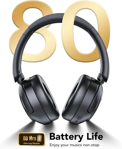 Vista 3 de Auriculares Bluetooth híbridos con cancelación activa de ruido, auriculares inalámbricos sobre la oreja con Bluetooth 5.4, tiempo de reproducción