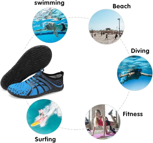 Vista 6 de Zapatos acuáticos transpirables de secado rápido para mujer y hombre, calcetines acuáticos suaves para senderismo, natación, playa, surf, yoga