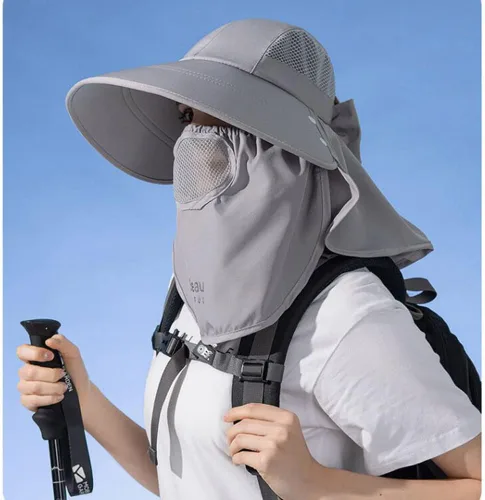 Vista 5 de KORADI Sombreros de pesca solar para mujer, ala ancha, protección UV, plegable, sombrero de verano con solapa desmontable