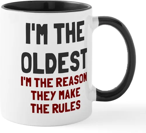 Vista 5 de CafePress Taza de café de cerámica con texto en inglés "I'm The Oldest Make Rules" (11 oz)