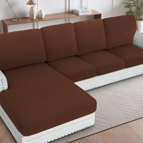 Vista 45 de H.Versailtex - Funda de sofá seccional de 1 pieza, funda deslizante para chaise con forma de L, funda de cojín separada para sofá seccional tanto