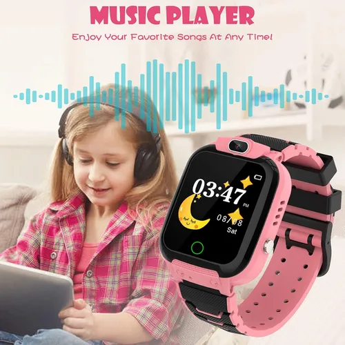 Vista 3 de CMKJ Reloj inteligente para niños con 14 juegos reloj de juguetes para niños con cámara y reproductor de MP4 pantalla táctil regalo para niñas