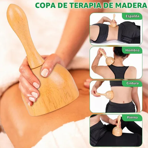 Vista 3 de Herramientas de masaje de terapia de madera 6 en 1 masajeador de drenaje linfático kit de maderoterapia, masajeador de madera herramientas