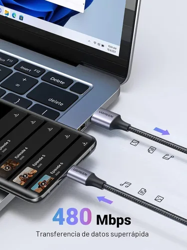 Vista 7 de UGREEN Cable USB a USB C, cable Carplay de automóvil USB A a tipo C, cable USB C trenzado de carga rápida compatible con iPhone 16/16 Plus/16