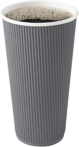 Vista 18 de Restaurantware Ripple Wall - Tazas de café de 10 unidades de 20 onzas aisladas de papel negro, borde enrollado, resistente a derrames, papel