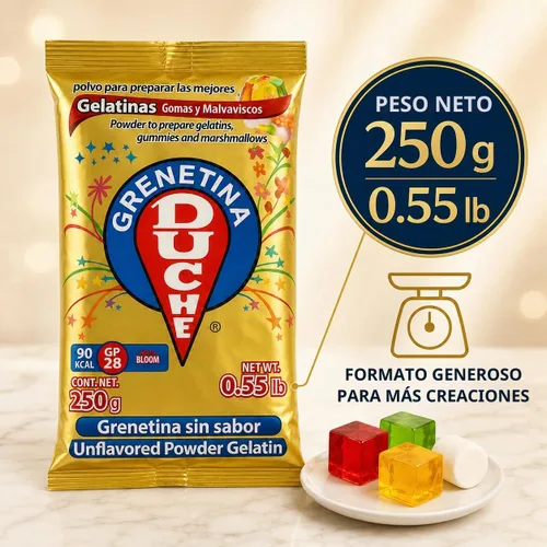 Vista 2 de Duche Grenetina Sin Sabor, Gelatina en Polvo Sin Sabor 250g