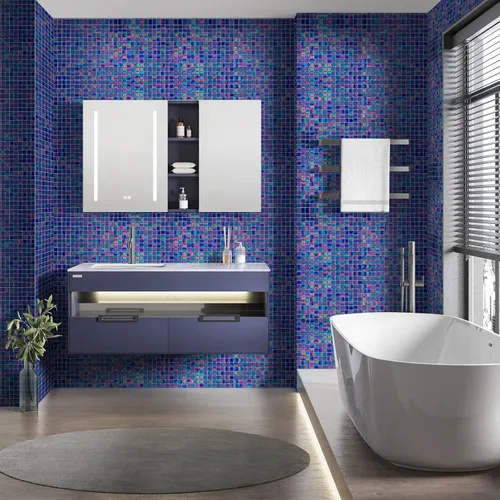 Vista 2 de 10 azulejos de mosaico cuadrado de mármol para baños y paredes exteriores, piscinas, etc.