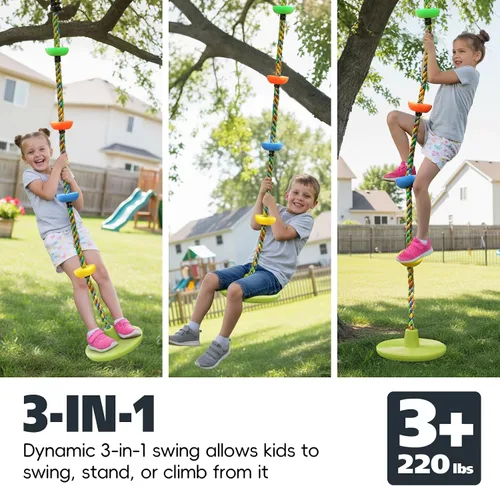 Vista 4 de ZNCMRR Cuerda de Escalada para Columpio de Árbol, Asiento de Columpios Resistente de Reemplazo para Niños, Asiento de Columpios de Escalada