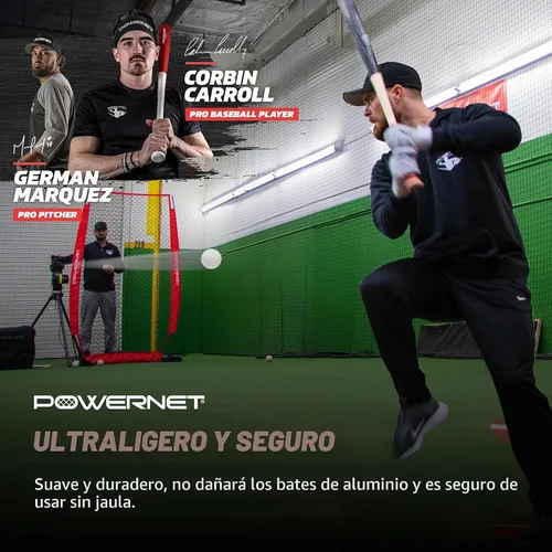 Vista 5 de PowerNet Launch F-lite Softball & Baseball Pitching Machine, Dimpled Practice Balls, Bucket of Baseballs, Coaching Bucket Bundle for Pitching