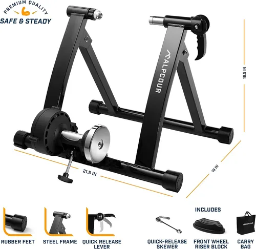 Vista 6 de Alpcour Soporte magnético para bicicleta para montar en interiores, con escritorio portátil de entrenamiento de bicicleta multitarea