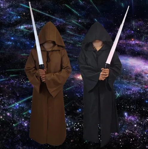 Vista 2 de TOGROP Disfraz de caballero para niños y adultos bata con capucha para niños hombres cosplay de 4 a 13 años
