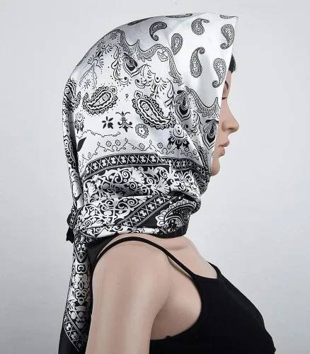 Vista 2 de corciova - Bufanda cuadrada grande para mujer, diadema sedosa para cabello rizado, lazo para dormir por la noche, bandana a la moda, 35 x 35 pulgadas