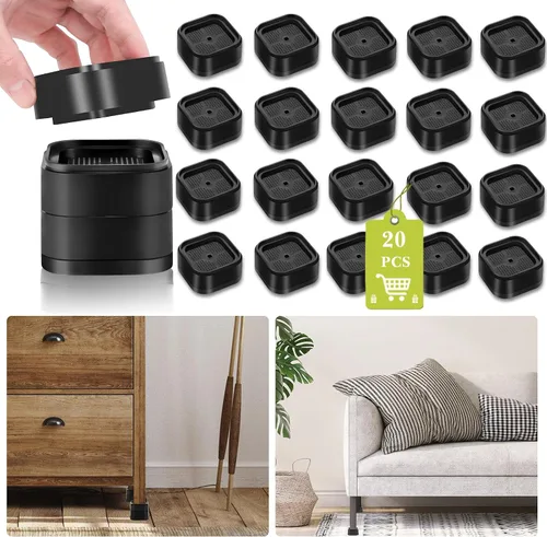 Vista 28 de Paquete de 12 elevadores de muebles de 1, 2 o 3 pulgadas, elevadores de cama ajustables resistentes para mesa, escritorio, sofá, silla, gabinete