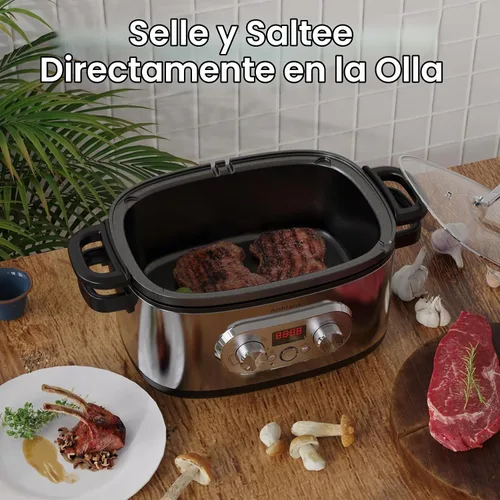 Vista 9 de Anfilank Olla de cocción lenta programable 10 en 1 con temporizador, olla de cocción lenta de 6.8 cuartos de galón, preajustes para cocinar al