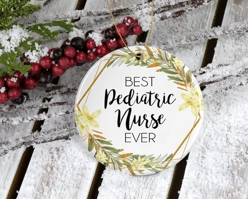 Vista 2 de Adorno de Navidad para enfermera pediátrica, regalo de Navidad para enfermera pediátrica, la mejor enfermera pediátrica del mundo, la mejor