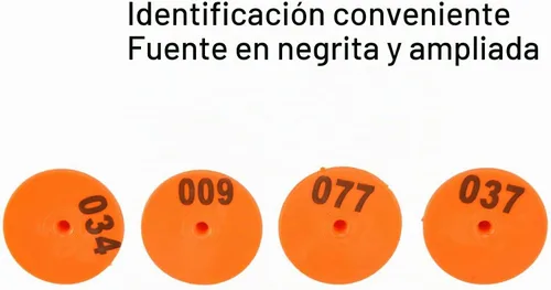 Vista 7 de 100PCS Ganado Etiquetas de oído para oveja, cabra, ganado, cerdo Naranja