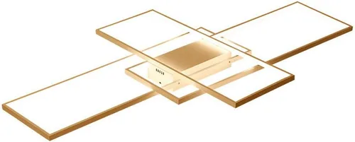 Vista 5 de OUKANING Lámpara de techo LED moderna de 43 pulgadas, lámpara geométrica de montaje empotrado, lámpara de 3 colores con control remoto, lámpara