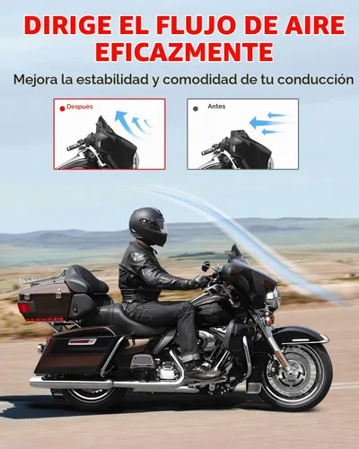 Vista 3 de Amazicha Parabrisas ondulado negro de 4.5 pulgadas compatible con Harley Davidson Touring Electra Glide Street Glide 2014 2015 2016 2017 2018 2019