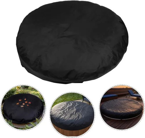 Vista 7 de DOITOOL Cubierta redonda para bañera de hidromasaje, impermeable, cubierta de spa para exteriores, protector redondo de 75 pulgadas para piscinas