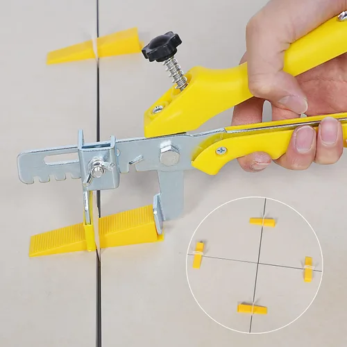 Vista 3 de Sistema de nivelación de azulejos con alicates para azulejos, 1500 piezas de clips espaciadores de azulejos, 300 piezas de cuñas reutilizables y 1