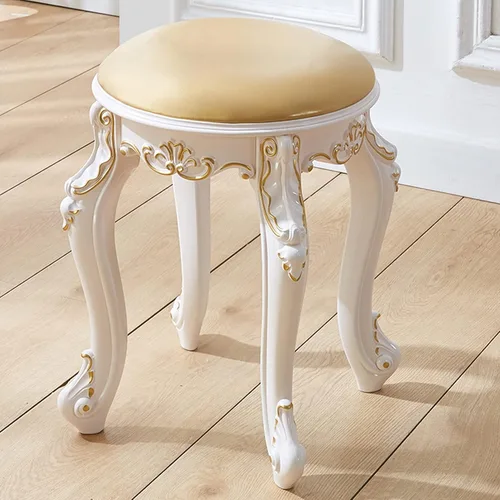 Vista 10 de Taburete de tocador, taburete de maquillaje, banco acolchado, asiento de piano en dormitorio, baño, pata de acero de plástico ABS, 16.9 in