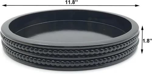 Vista 3 de Carah & Cossh Bandeja redonda de madera, bandeja de madera decorativa redonda negra, bandeja decorativa redonda moderna, perfecta para Negro