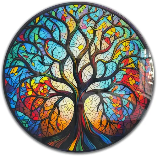 Vista 12 de Árbol de la vida, arte de pared de vidrio templado, pintura abstracta para pared, decoración del hogar, regalo de inauguración de la casa, colgantes