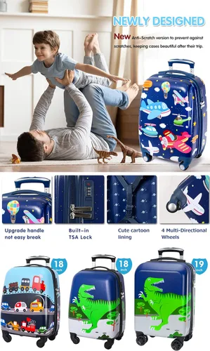 Vista 4 de Maleta de mano para niños con 4 ruedas, funda rígida para que los niños pequeños viajen, B-PLA, Katong