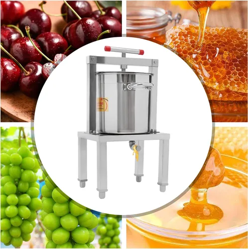 Vista 2 de LYNICESHOP Prensa de vino de frutas, prensa manual de miel de fruta grande, extractor de cera de abeja, máquina de apicultura, sidra, vino, uva