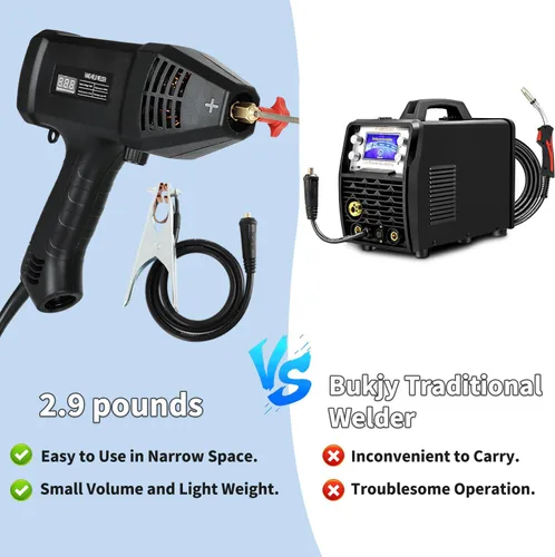 Vista 3 de Máquina soldadora de mano, máquina de soldadura portátil de 110 V con pantalla digital, inversor IGBT de 20 a 200 amperios, salida de soldadura