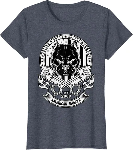 Vista 37 de American Muscle - Camiseta de cabeza dura Pit Bull American Bully, Negro, S