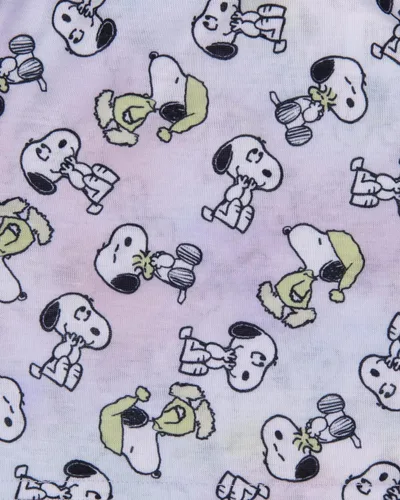 Vista 4 de INTIMO Peanuts - Conjunto de pijama para niña con texto en inglés "I Woke Up This Cute Snoopy Tie-dye