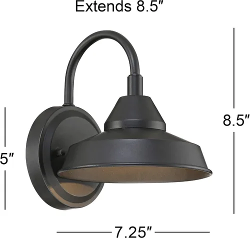 Vista 4 de John Timberland Westley - Lámpara rústica de estilo granero para exteriores, brazo de cuello de cisne LED negro, 8 1/2 pulgadas, para terraza