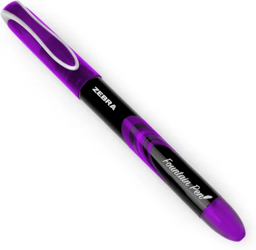 Vista 2 de ZEBRA Fuente - Pluma estilográfica desechable, tinta morada, paquete de 3