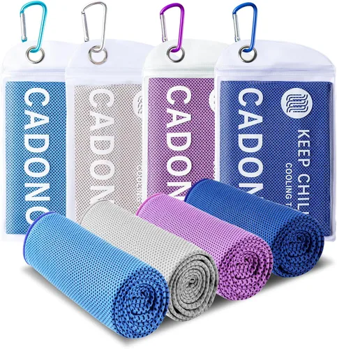 Vista 17 de Paquete de 4 toallas refrescantes (40 x 12 pulgadas), toalla de frío suave y transpirable, toalla de hielo, toalla de microfibra para yoga