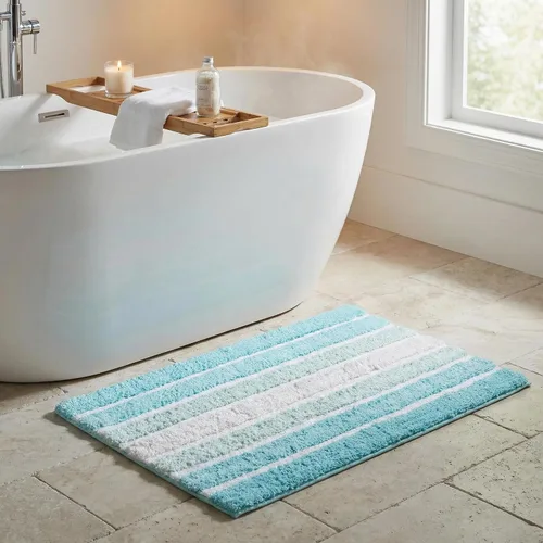 Vista 3 de Alfombra de baño diferente Alfombra de baño absorbente suave de algodón antideslizante para baño, alfombra costera neutra lavable