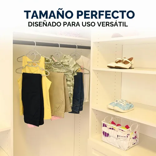 Vista 7 de Closetselect Paquete de 30 perchas de plástico para niños pequeños y preadolescentes de 13 pulgadas, ideales para niños de 4 a 10, perchas Negro