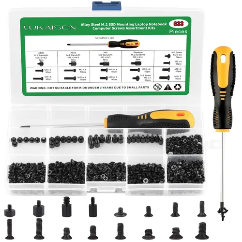 Vista 16 de 165 piezas de kit de tornillos para computadora para reparación de laptop y PC - Tornillos PCIe NVMe M.2, tuercas de separación, kit de tornillos