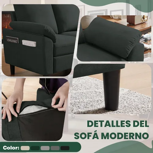 Vista 7 de Sofá modular convertible de 80 pulgadas, sofá pequeño en forma de L de 3 asientos con diván de almacenamiento reversible, sofá moderno de tela