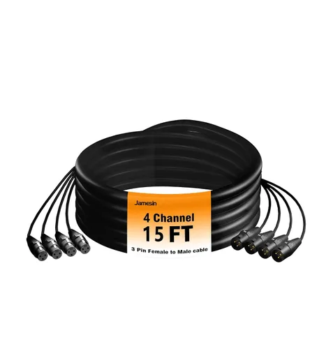 Vista 8 de Jamesin Cables XLR de 4 canales de 6 pies macho a hembra, cable de serpiente con etiqueta digital y cable de audio de micrófono codificado por