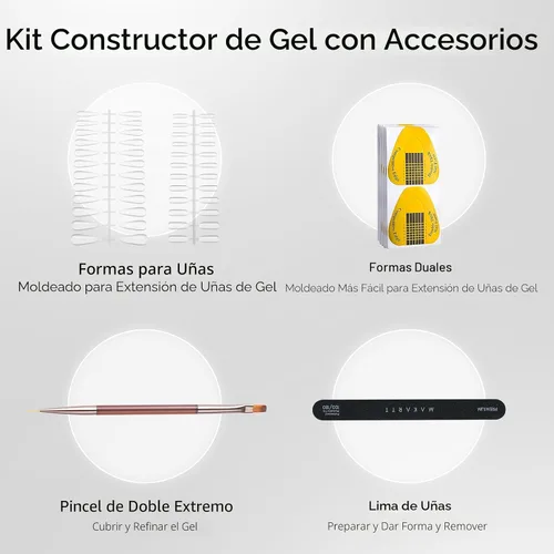 Vista 2 de Makartt Kit de construcción de gel transparente: geles duros de extensión autonivelantes y de larga duración para fortalecedor, kit de gel de Kit