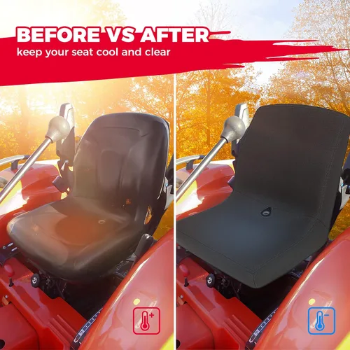 Vista 2 de KEMIMOTO Funda de asiento compatible con Kubota para tractor L2501, L3301, L3901, L4701, L3302, L3902, Kubota LA765, protección de tela Oxford negra