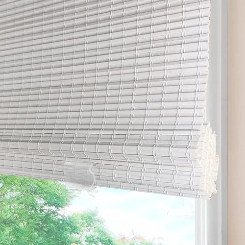 Vista 11 de Persianas romanas de bambú inalámbricas, 100% lino natural, diseño 1