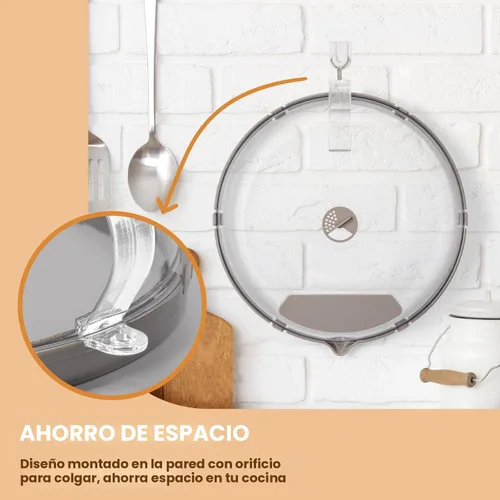 Vista 6 de Cubierta de salpicaduras de microondas para alimentos, cubierta de microondas mejorada con vaporizador de agua, mango integrado, cubiertas