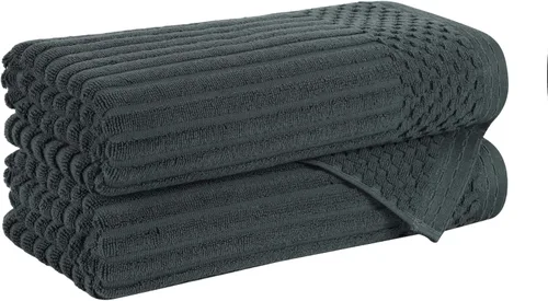 Vista 128 de Superior Juego de 6 toallas de algodón sólido y acanalado, toallas de cara de 13 x 13 pulgadas, toallas de mano de 16 x 28 pulgadas, toallas de baño